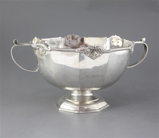 A late Victorian silver two handled punch bowl, by Martin, Hall & Co, 44 oz.